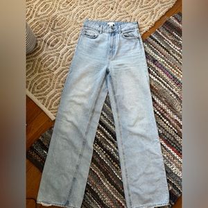 wide leg light wash h & m jeans